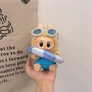 17cm Plush Doll Swimsuit + Swim Ring Set – Adorable Beach Style Dress-Up Clothes